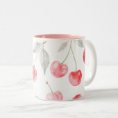 Hübsche Kirschfrucht Muster Zweifarbige Tasse (VorderseiteRechts)