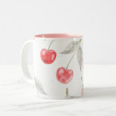 Hübsche Kirschfrucht Muster Zweifarbige Tasse (Vorderseite Links)