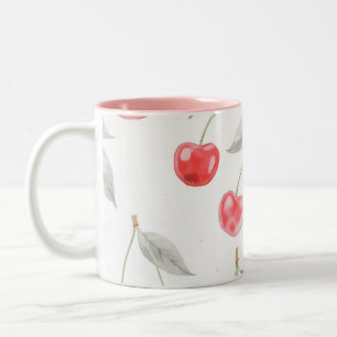 Hübsche Kirschfrucht Muster Zweifarbige Tasse
