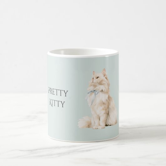 Hübsche Kitty Blaue Schleife Kaffeetasse (Mittel)