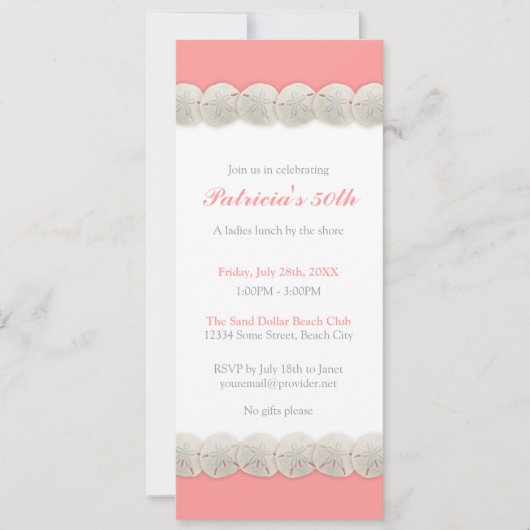 Hübsche klassische Sand-Dollar-Einladung in der Einladung (Vorderseite)