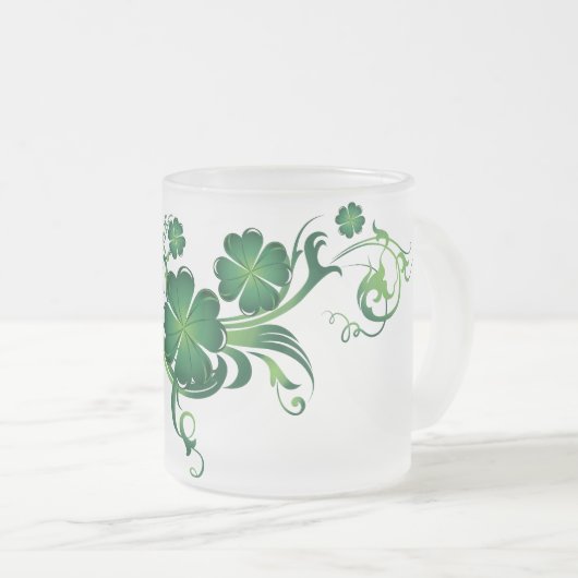 Hübsche Kleeblatt-Iren-Tasse Mattglastasse (VorderseiteRechts)