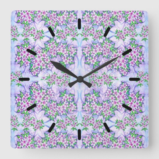 Hübsche kleine Blume Acrylwand Quadratische Wanduhr (Vorderseite)
