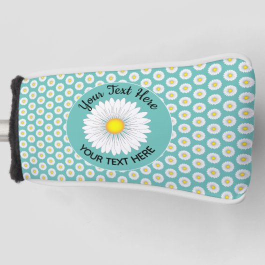 Hübsche Kleine Daisy Custom Text Golf Putter Abdec Headcover (Vorderseite)