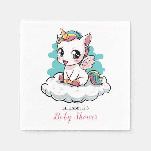 Hübsche Kleine Einhorn-Babydusche Serviette (Vorderseite)