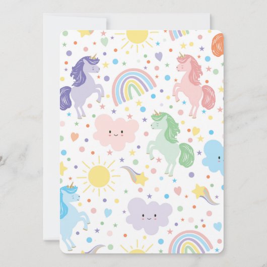 Hübsche Kleine Einhörner-Party Einladungen (Rückseite)