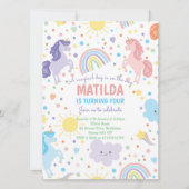 Hübsche Kleine Einhörner-Party Einladungen (Vorderseite)