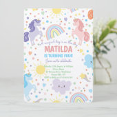 Hübsche Kleine Einhörner-Party Einladungen (Stehend Vorderseite)