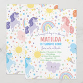 Hübsche Kleine Einhörner-Party Einladungen (Vorne/Hinten)