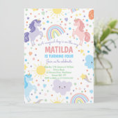 Hübsche Kleine Einhörner-Party Einladungen (Stehend Vorderseite)