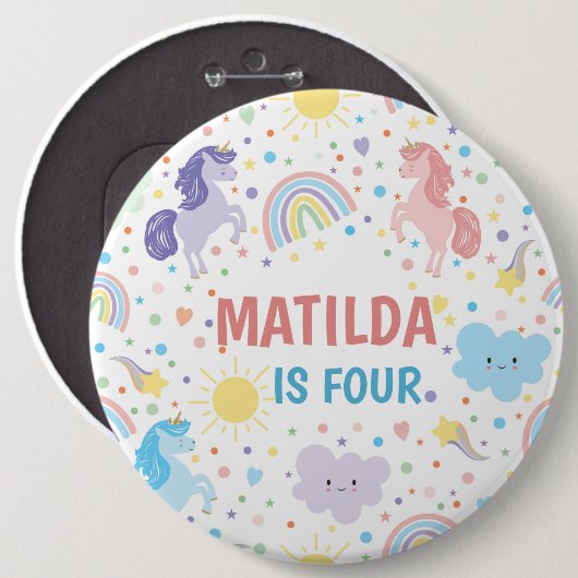 Hübsche Kleine Einhörner Runde Button Abzeichen (Vorne & Hinten)