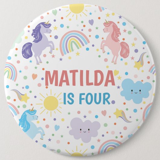 Hübsche Kleine Einhörner Runde Button Abzeichen (Vorderseite)