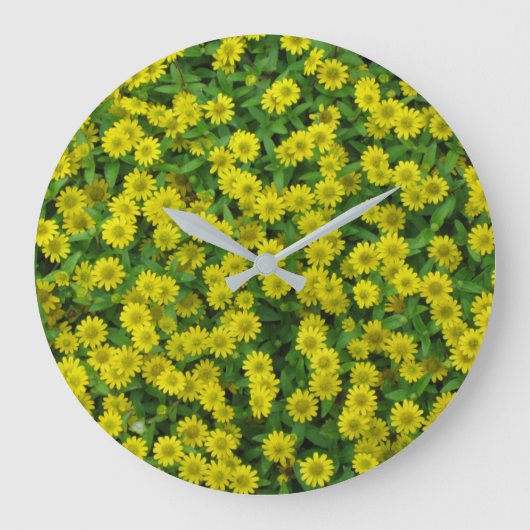 Hübsche kleine gelbe Blumen Große Wanduhr (Vorderseite)