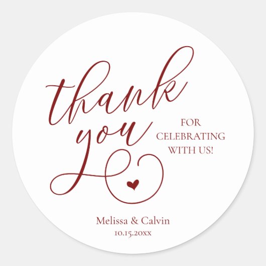 Hübsche kleine Herz Hochzeitsgeschenke Danke Runder Aufkleber (Vorderseite)