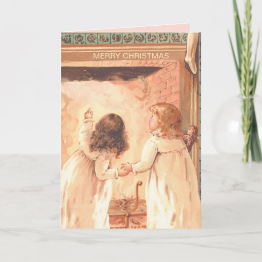 Hübsche kleine Mädchen warten Weihnachten Karte (Vorderseite)