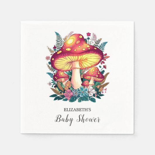 Hübsche Kleine Mushroom-Babydusche Serviette (Vorderseite)