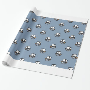 Hübsche kleine Schiffe auf Blau Geschenkpapier