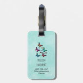 Hübsche kleine Schmetterlinge auf Minze Green Gepäckanhänger (Rückseite vertikal)