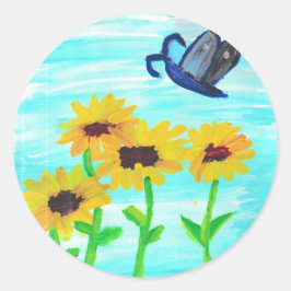 Hübsche kleine Sonnenblumen Runder Aufkleber