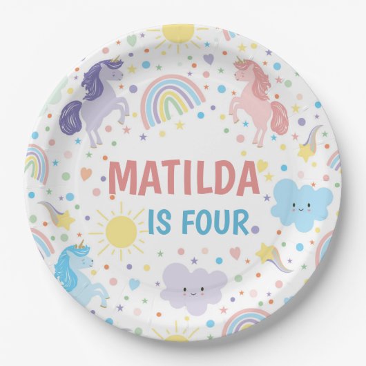 Hübsche Kleine Unicorns Papier-Teller Pappteller (Vorderseite)