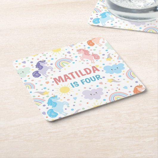 Hübsche Kleine Unicorns Papier-Untersetzer Rechteckiger Pappuntersetzer (angewinkelt)