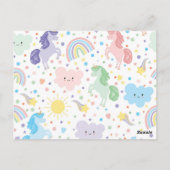 Hübsche Kleine Uniköre Postcard Party Einladungen. Postkarte (Rückseite)