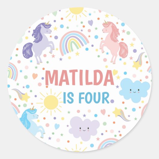 Hübsche Kleine Uniköre Rundkleber Runder Aufkleber (Vorderseite)