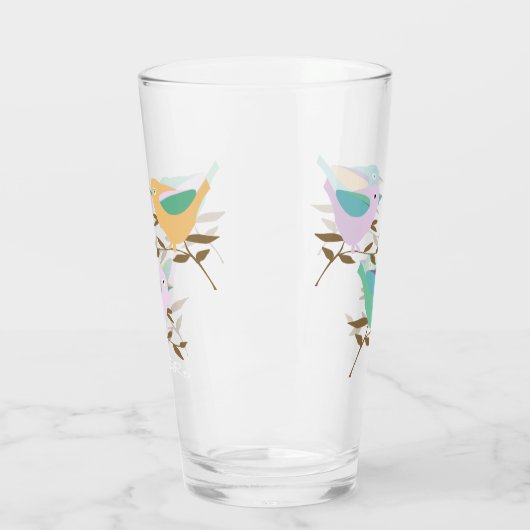 Hübsche kleine Vögel in Zweigen Glas (Links)