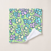 Hübsche Kleine Volkskunst Blume Charming fröhlich Badhandtuch Set (Waschlappen)