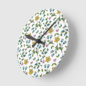 Hübsche kleine Wildblume Wiese Runde Wanduhr (Winkel)