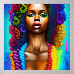 Hübsche Königin Rainbow Niedlich Hair Black Melani Poster