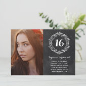 Hübsche Kopfplatte| Foto 16 . Geburtstag Geburtsta Einladung (Stehend Vorderseite)