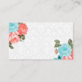 Hübsche Korallen und Aquamarine Blume Begleitkarte (Rückseite)