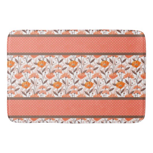 Hübsche Korallen- und Orangenblumen Badematte (Vorderseite)