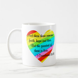 HÜBSCHE KORINTHIANER 13:13 RAINBOW HERZ DESIGN KAFFEETASSE