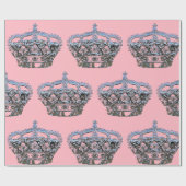 Hübsche Krone auf glänzend rosa Papier Geschenkpapier (Flach)