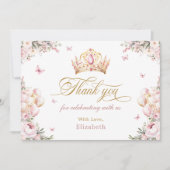 Hübsche Kronprinzessin Mädchen Geburtstag Danke Ka Einladung (Vorderseite)