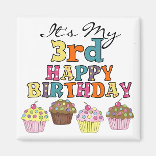 Hübsche Kuchen-3. Geburtstags-T-Shirts und Magnet