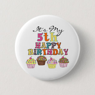 Hübsche Kuchen-5. Geburtstags-T-Shirts und Button