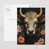 Hübsche Kuh in Blume Postkarte (Vorne/Hinten)