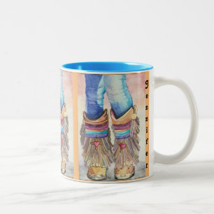 Hübsche kundenspezifische Southwest Style Boots Ka Zweifarbige Tasse