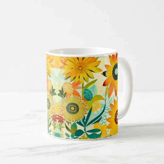 Hübsche Kunst-Blume Mit Monogramm Kaffeetasse (VorderseiteRechts)