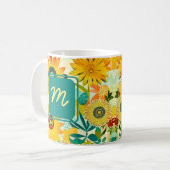 Hübsche Kunst-Blume Mit Monogramm Kaffeetasse (Vorderseite Links)