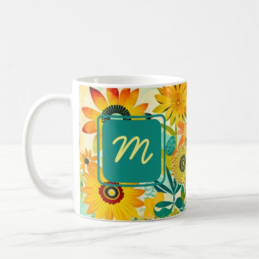 Hübsche Kunst-Blume Mit Monogramm Kaffeetasse (Links)