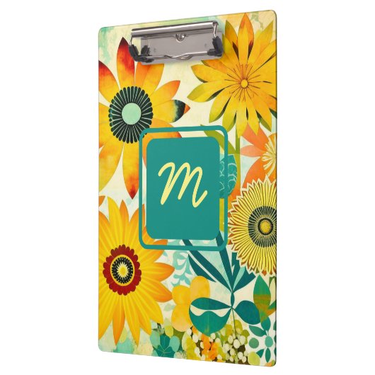 Hübsche Kunst-Blume Mit Monogramm Klemmbrett (Links)