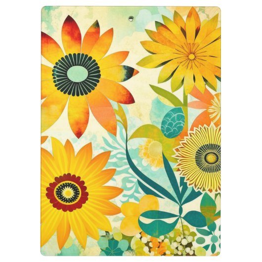 Hübsche Kunst-Blume Mit Monogramm Klemmbrett (Rückseite)