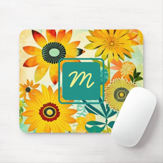 Hübsche Kunst-Blume Mit Monogramm Mousepad (Mit Mouse)