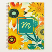 Hübsche Kunst-Blume Mit Monogramm Planer (Vorderseite)