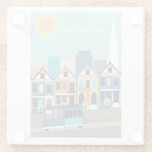 Hübsche Kunst San Francisco Glasuntersetzer (Rückseite)