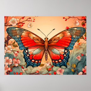 Hübsche künstlerische Schmetterlingsmarine Kunst Poster